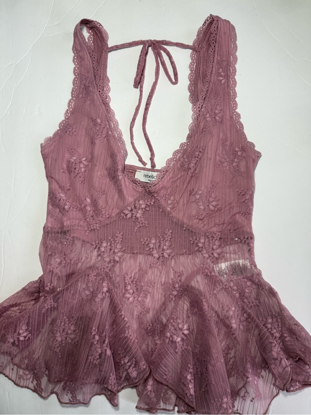 Rebellious Rose Pink Lace Halter Babydoll Top - Size XS - Fairycore NWT